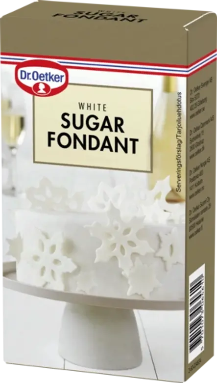 Dr. Oetker Hvid fondant (250 g) eller et drys med flormelis