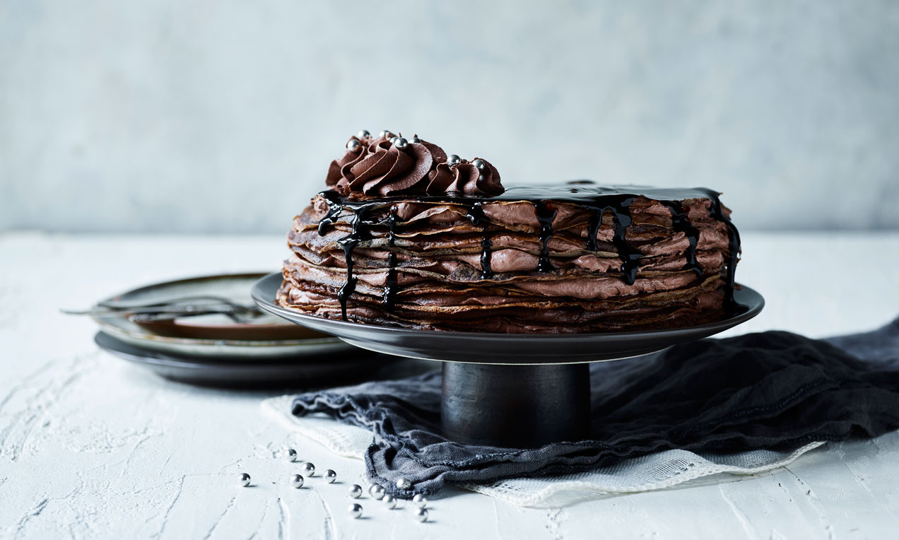 Pandekagekage med Chokolademousse