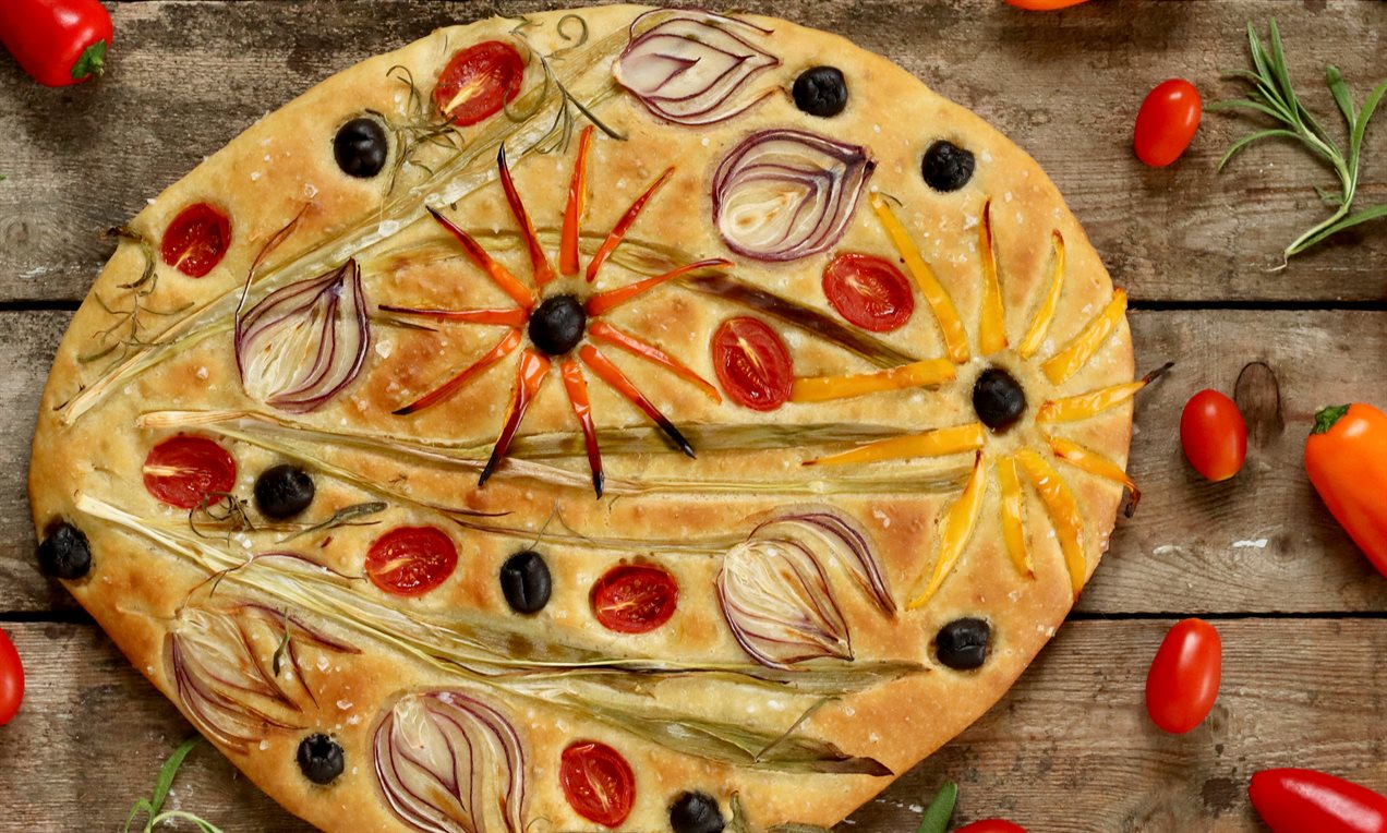 Blomsterfocaccia med nem surdej