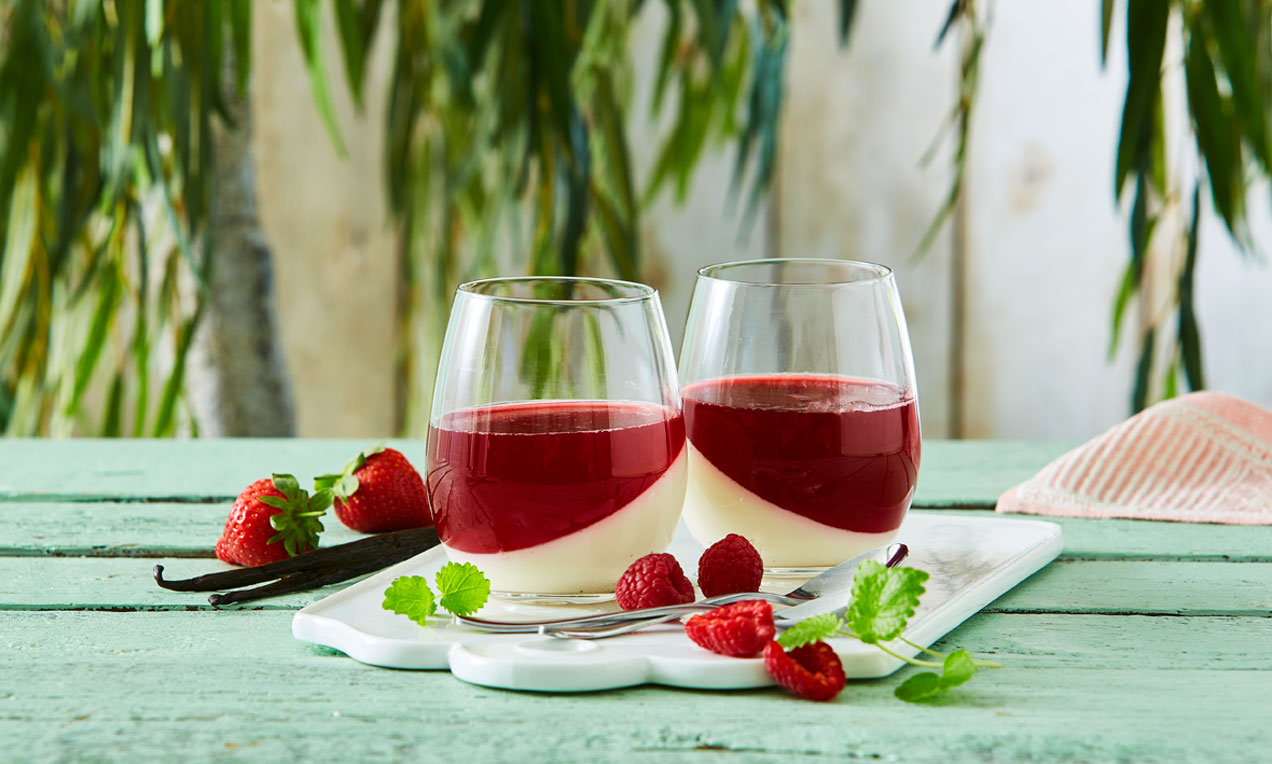 Panna Cotta med hindbær gelé