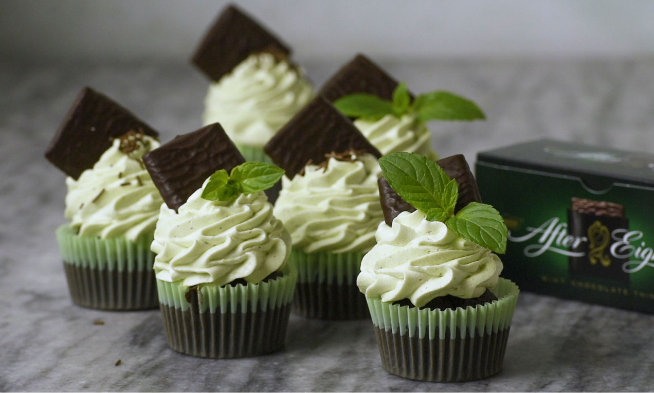 After Eight® Cupcakes med Pebermynte Mousse
