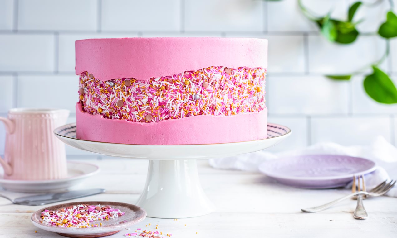 Pink Fault Line Cake