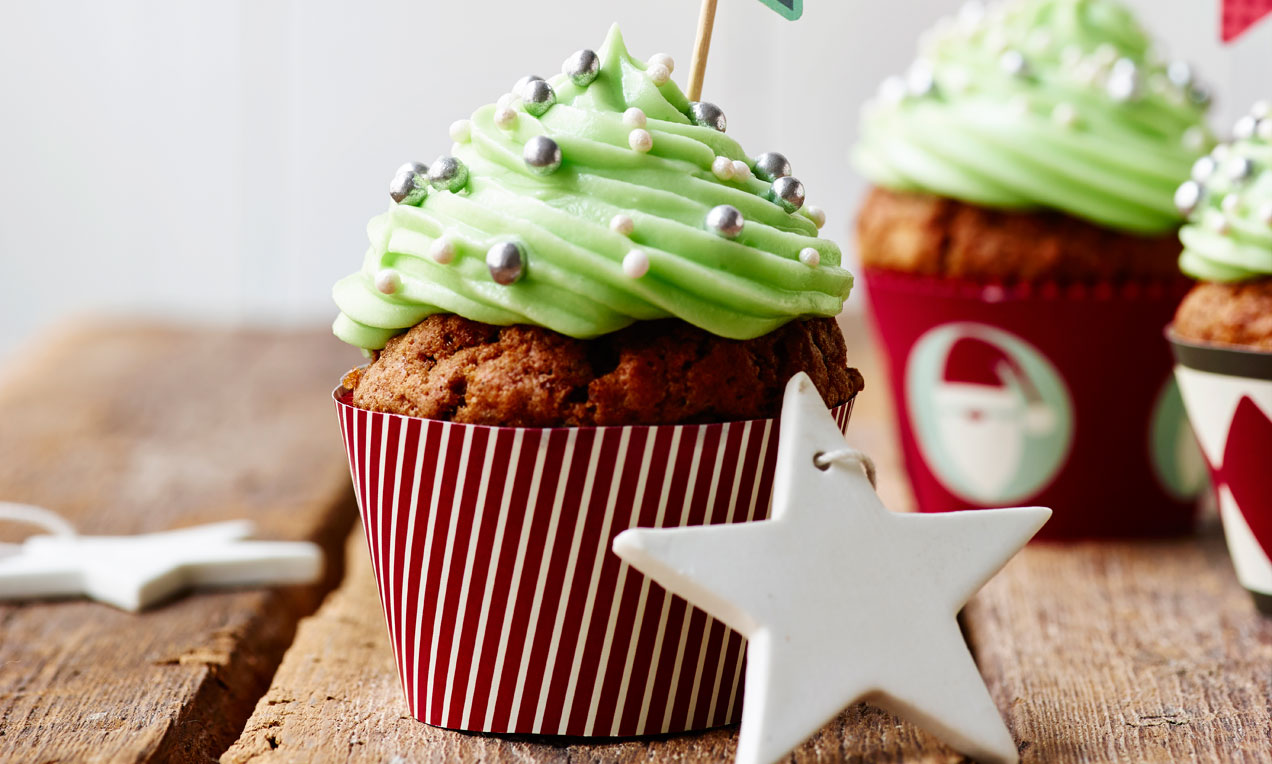 Krydrede julecupcakes