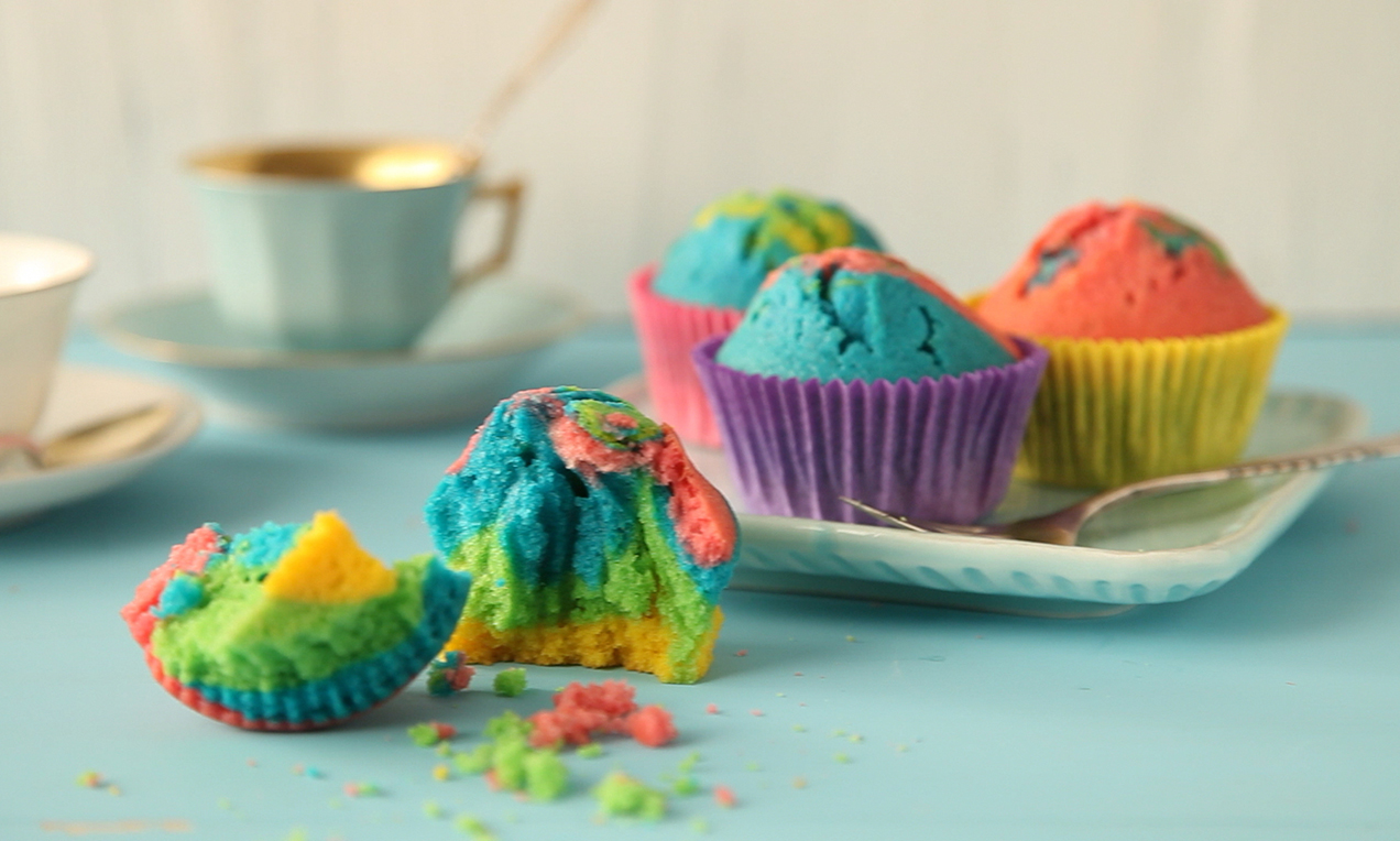 Regnbuemuffins
