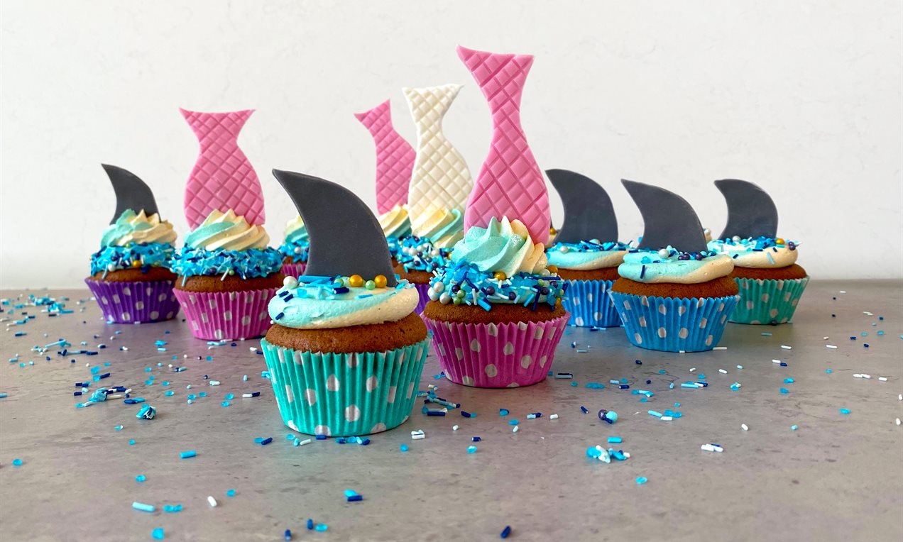 #BagLiveMedOetker | Havfrue og Haj-Cupcakes
