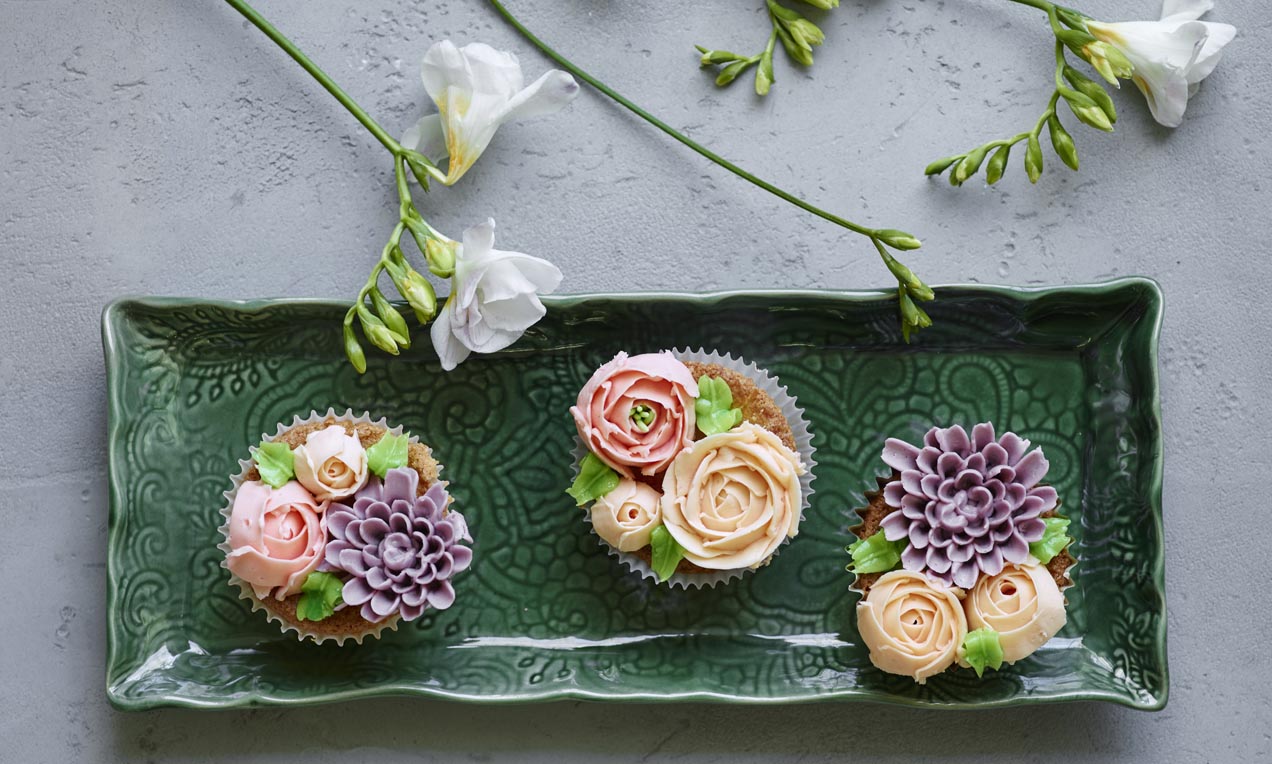 Cupcakes uden gluten med blomster | Liv Martine